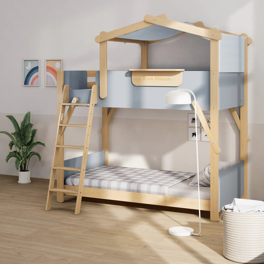 Treehouse King Single Bunk with Roof Frame and Ladder – Best in Beds