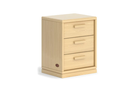 Pictured - 3 Drawer Brushed Natural colour -Features a clean minimalist aesthetic & versatile design. Available with either 1 drawer or 3 drawers. Pairs well with the Boori Breeze or Horizon beds, or works with most minimalist interiors. Clean style timber bedside table, featuring 1 drawer for handy storage. Sustainably sourced Australian Araucaria timber.