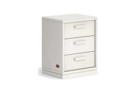 Pictured - 3 Drawer Brushed White colour -Features a clean minimalist aesthetic & versatile design. Available with either 1 drawer or 3 drawers. Pairs well with the Boori Breeze or Horizon beds, or works with most minimalist interiors. Clean style timber bedside table, featuring 1 drawer for handy storage. Sustainably sourced Australian Araucaria timber.