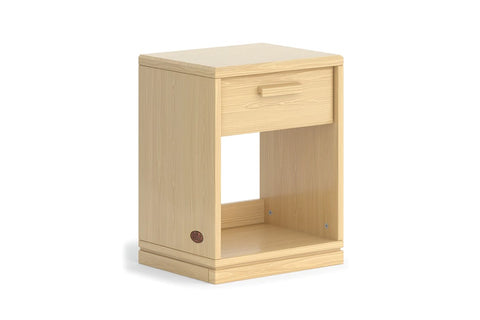 Pictured - 1 Drawer Brushed Natural colour -Features a clean minimalist aesthetic & versatile design. Available with either 1 drawer or 3 drawers. Pairs well with the Boori Breeze or Horizon beds, or works with most minimalist interiors. Clean style timber bedside table, featuring 1 drawer for handy storage. Sustainably sourced Australian Araucaria timber.