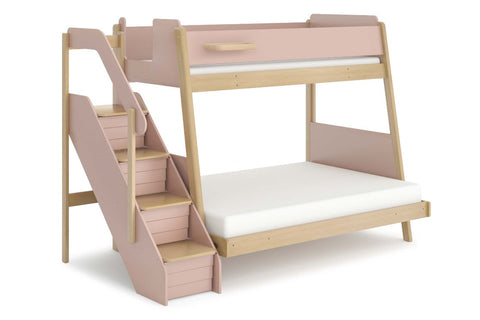Boori Maxi Bunk Bed with Storage Staircase Cherry and Almond Single Double Bunk Bed