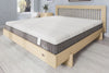 Boori Lux King Pocket Spring Mattress on a light timber Boori King bed frame, showing the reinforced side panel with Boori branding