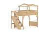 Treehouse King Single Loft With Roof Frame And Storage Staircase in Beech Colour