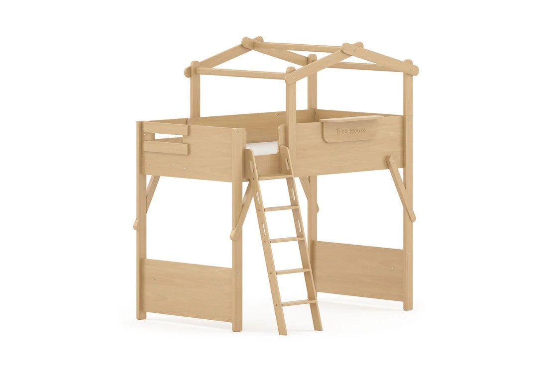 Treehouse King Single Loft with Roof Frame and Ladder – Best in Beds