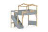 Treehouse King Single Loft With Roof Frame And Storage Staircase in Blueberry & Beech Colour