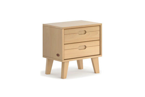 Crafted from premium European beech wood, this table is the perfect addition to any contemporary bedroom. Sturdy angled feet lend a touch of sophistication and provide exceptional stability, while the solid timber construction ensures durability. The bedside table features two spacious drawers that provides ample sto..