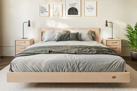 Boori Living - Breeze Bed Frame - Brushed Natural. Available in 3 Sizes The Breeze Bed makes styling a bedroom a breeze, with a minimalist blocky spindle headboard and clean straight lines. Beautiful sustainably sourced Australian pine timber is paired with a carefully executed finish to highlight the natural timber grain -BL-BRQB_BN
