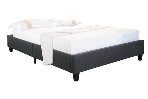 The Bulli Platform Bed is an elegant design that adds modern day charm to your bedroom. Upholstered in a dark grey fabric with a sleek finish, the solid plywood slats provide excellent support and comfort for a great night's sleep. Features: MDF - Sustainably harvested timber - Queen size - mattress not included