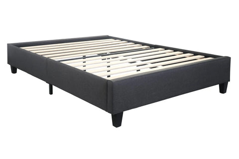 The Bulli Platform Bed is an elegant design that adds modern day charm to your bedroom. Upholstered in a dark grey fabric with a sleek finish, the solid plywood slats provide excellent support and comfort for a great night's sleep. Features: MDF - Sustainably harvested timber - Queen size
