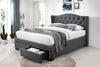 Dallas Winged Bed Frame - This elegant upholstered bed frame is available in Dark Grey or Pearl Grey and comes with the option of 2 end drawers at the foot of the bed. Also available as a Standard Bed Frame without the wings on the bedhead