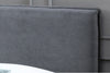 Durham Fabric Bed in Charcoal colour - close up picture of the bed head board and edge piping