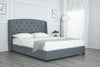 Pictured here in Queen size - dark grey colour - The Grenoble bed blends luxury and comfort with a stylish upholstered winged bedframe in dark grey with buttoned bedhead and low foot.Its contemporary design is bolstered by black timber legs, and available Double, Queen and King sizes to fit your ideal space.