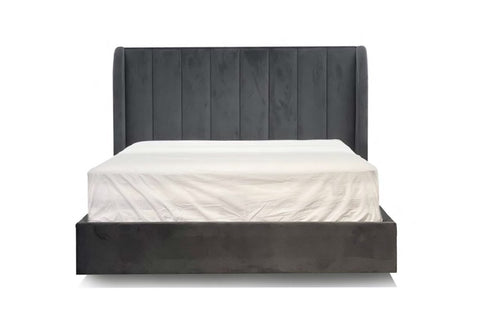 The Katrina Bed is crafted from MDF and kiln dried hardwood and plantation timber for a strong and long-lasting piece.  Its tailored winged bedhead with upholstered panels adds an elegant touch and the bed can be customised to suit any bedroom.  This custom built, Australian made bed frame , is the perfect combination of quality design and craftsmanship.
