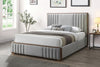 La Perouse Upholstered Bed FrameGrey fabric with Walnut coloured rubberwood timber edging and feet