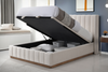 Discover the Matrice Gas Lift Bed Australia: Premium storage bed, 120kg gas struts, solid oak plinth, hypoallergenic design for superior comfort & spinal support - Biege colour pictured