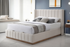 Discover the Matrice Gas Lift Bed Australia: Premium storage bed, 120kg gas struts, solid oak plinth, hypoallergenic design for superior comfort & spinal support - Beige colour pictured
