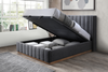 Discover the Matrice Gas Lift Bed Australia: Premium storage bed, 120kg gas struts, solid oak plinth, hypoallergenic design for superior comfort & spinal support - Dark Grey colour pictured