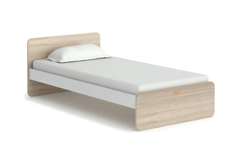 Neat Single Bed Boori Kids Barley White & Oak Bed Frame - Oak Headboard & Footboard with white siderails