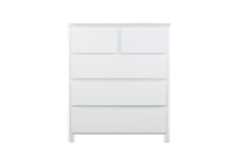 Wombarra 5 Drawer Tallboy White Timber | Rubberwood
