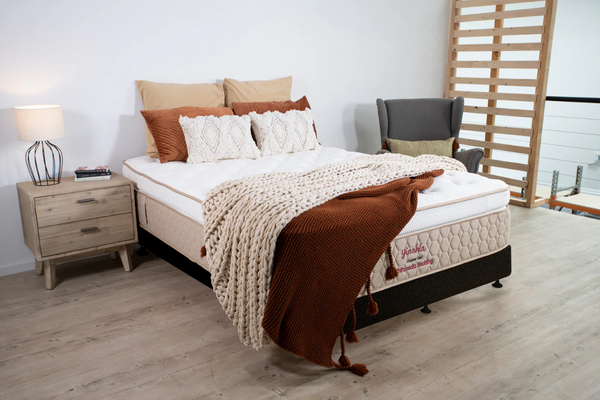 Yinahla Copper Gel Mattress & Bed Base Ensemble Package. Medium-soft, hypoallergenic comfort with copper-infused foam for heat dissipation. 20-year warranty. 150 Night Trial.