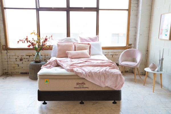 Yinahla Visco Flex Mattress & Bed Base Ensemble Package. Medium-firm, the solution for sleepers seeking relief for sore spines, joints & aching backs. 20-year warranty.