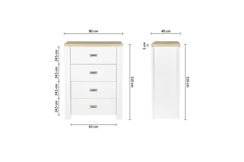 Beatrice 4 Drawer Tallboy - Specifications