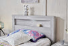 Belleville Cement Grey bedhead with thin shelf, LED touch light, wireless charging pad and USB port