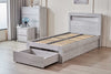 Belleville King Single front gas lift bed in Cement Grey showing both storage areas open