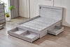 Belleville Queen bed frame in Cement Grey shown without a mattress