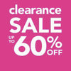 Pink coloured sale banner for best in beds stocktake clearance sale save up to 60% off mattresses and bedroom furniture