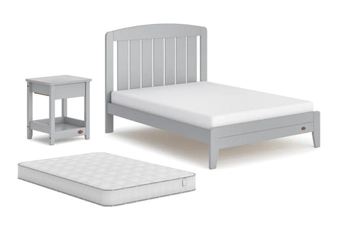 This bedroom package deal features Boori's Alice Double Bed with matching Linear Bedside Table and compatible Double Bed Pocket Spring Mattress, priced at 20% off RRP.  The Alice Double Bed paired with the matching Linear Bedside Table create a timeless and minimalist aesthetic, to suit a range of bedroom designs.  Standard package includes the  Alice Double Bed Frame (3 colour options), Linear Bedside Table, and a Boori Double Bed Pocket Spring Mattress