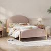 Boori Yarra Double Bed V25 in Cherry fabric with graceful rounded headboard and footboard