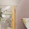 Detailed close-up of Cherry pink upholstered headboard on Boori Yarra Double Bed V25