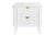 Wooden white coloured nightstand with two drawers on a white background with a stone top