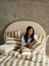 Linen House Vintage Stripe Pesto Quilt Cover Set