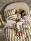 Linen House Vintage Stripe Pesto Quilt Cover Set