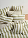 Linen House Vintage Stripe Pesto Quilt Cover Set