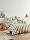 Linen House Vintage Stripe Pesto Quilt Cover Set