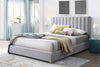 The Olivia Bed boasts a timeless design with a plush vertical pannelled headboard. Built to last, it features rubberwood legs, strong slats, and central support for optimal comfort.Upholstered in a luxurious velvet-like fabric, this light grey bed offers both style and value for money. Its structural frame is made of durable particle board, while the legs are crafted from natural rubberwood.