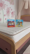 Eco Kids Mattress pictured on a Cherry and Almond coloured Boori Bronte Bed frame