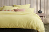 Sheridan Reilly Spring 2023 Quilt Cover Set - Colour Yuzu Yellow - eilly's vintage washed chambray gives the bed the feel of your favourite, lived-in shirt. It's just as low-maintenance too - tumble drying will only enhance its tousled, casual appearance. Reilly Queen, King or Super King sizes include a quilt cover and two standard pillowcases (twin needle stitch along four sides).