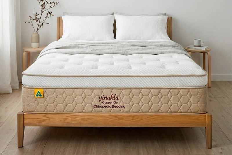 Yinahla Copper Gel mattress studio product showcase highlighting cooling gel layer