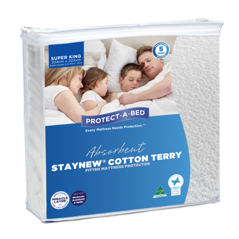 Absorbent Cotton Terry Stay New Fitted Waterproof Mattress Protector