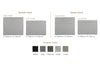 AH Beard - Designer Bedhead - Selection Chart - Choose from High 1400mm or Low 1150 Profile, with a smooth or a button finish and from 5 different Designer fabric options - Black, Grey, Charcoal, Silver or Linen Colour Fabrics