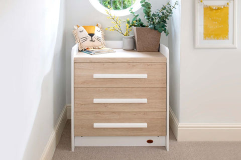 Boori Kids Nest 3 Drawer Chest in Barley White & Oak Colour, available at Best in Beds