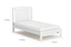 Alice King Single Bed Frame - Barley White - bed frame Dimensions Assembled