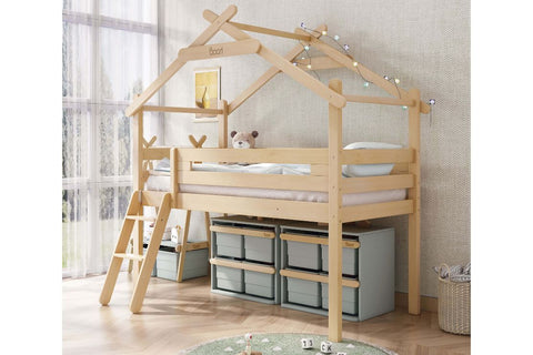 boori kids - forest teepee single loft bed - almond colour - available at bestinbeds.com.au
