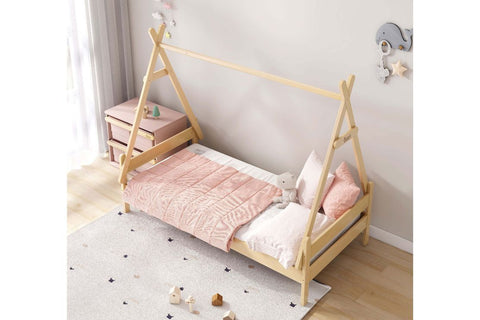 boori kids - forest teepee single bed frame - almond colour - available at bestinbeds.com.au