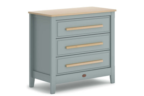 boori kids linear 3 drawer chest smart assembly in blueberry and almond colour at Best in Beds